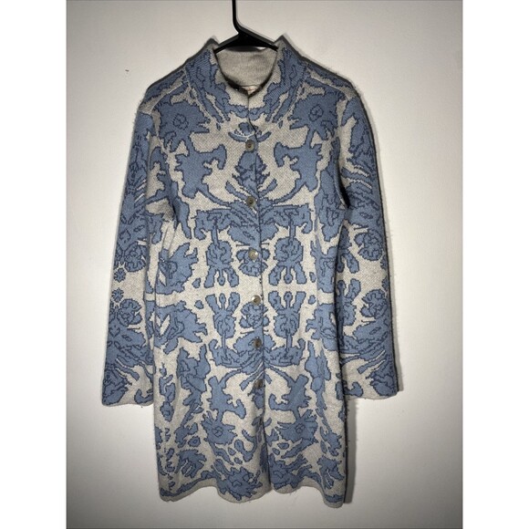 SUNDANCE CATALOG Noble Life Jacquard Cardigan Coat Sz M Lambswool/cashmere/Angor
